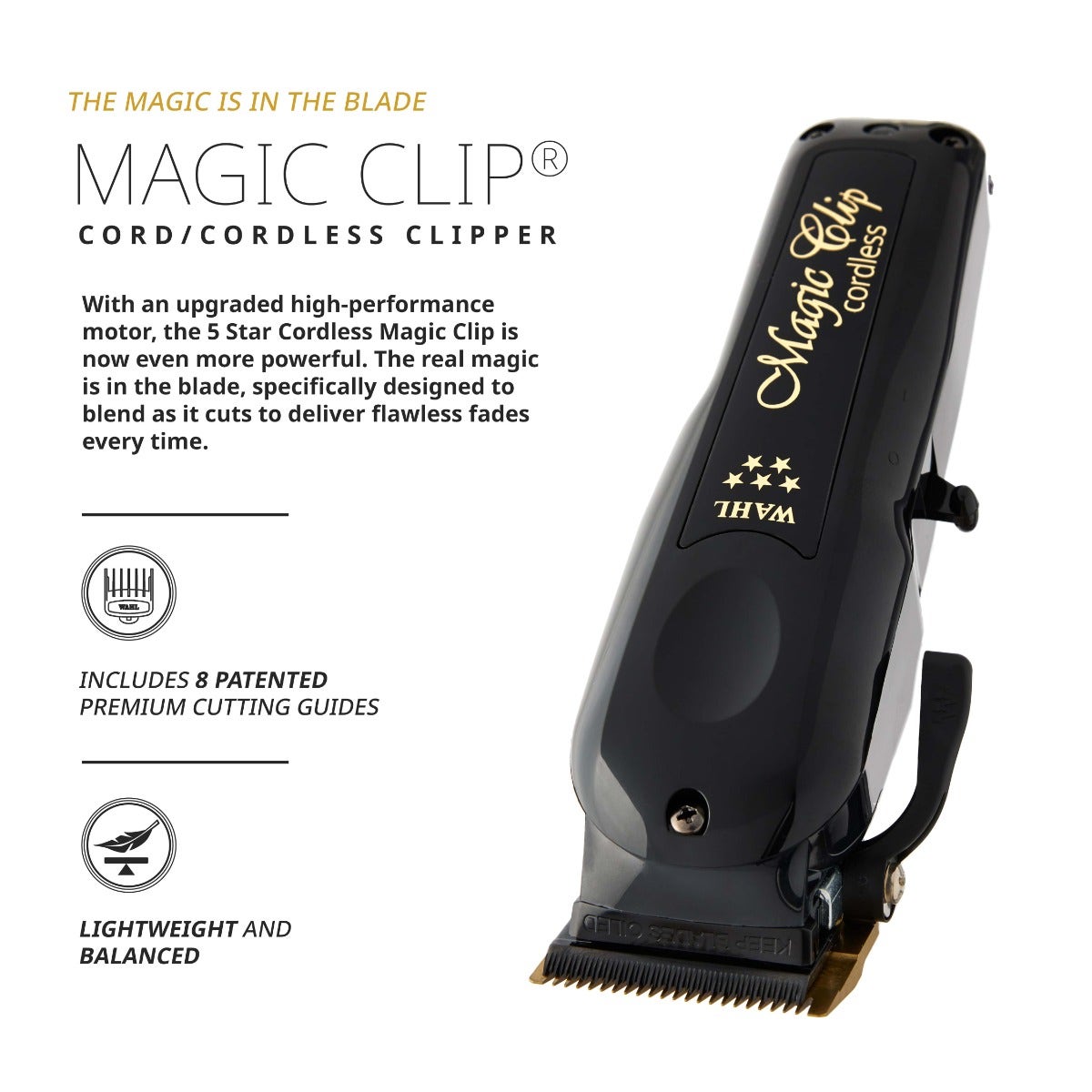 Wahl 5 Star Black Cord/Cordless Magic Clip Clipper #3026432