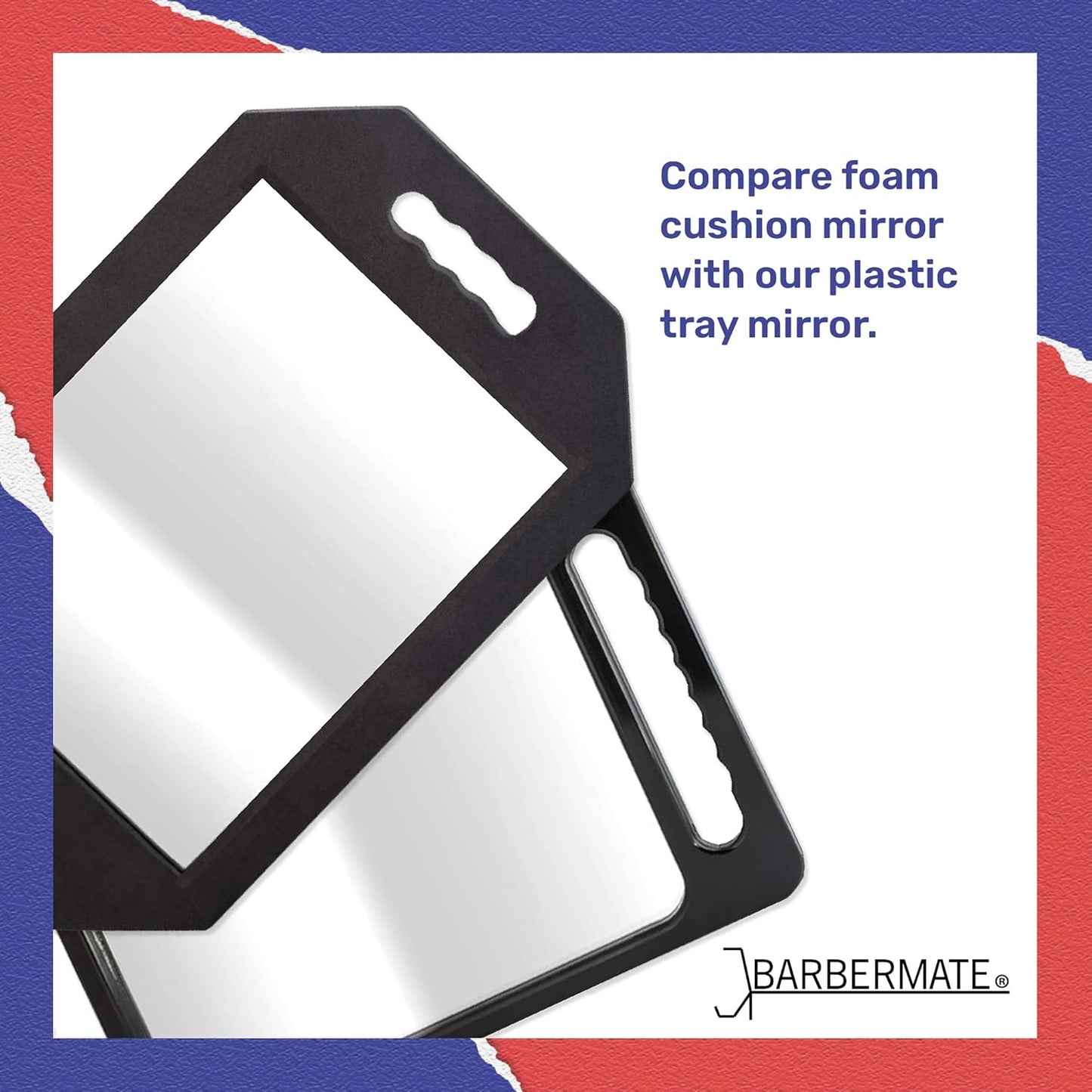 Espejo de taller con bandeja de plástico resistente BarberMate