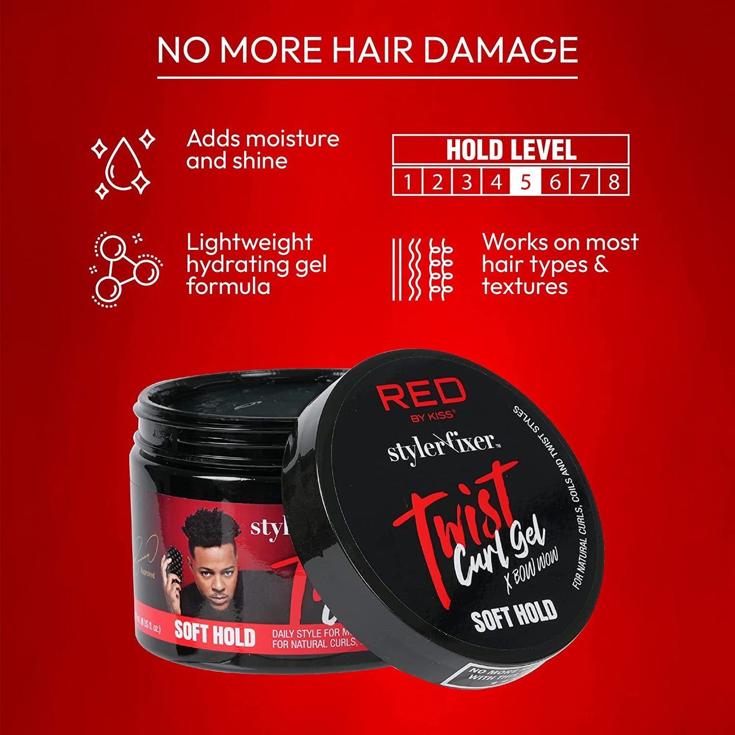 Gel fijador para rizos Twist Curl de fijación suave Red by Kiss X Bow Wow