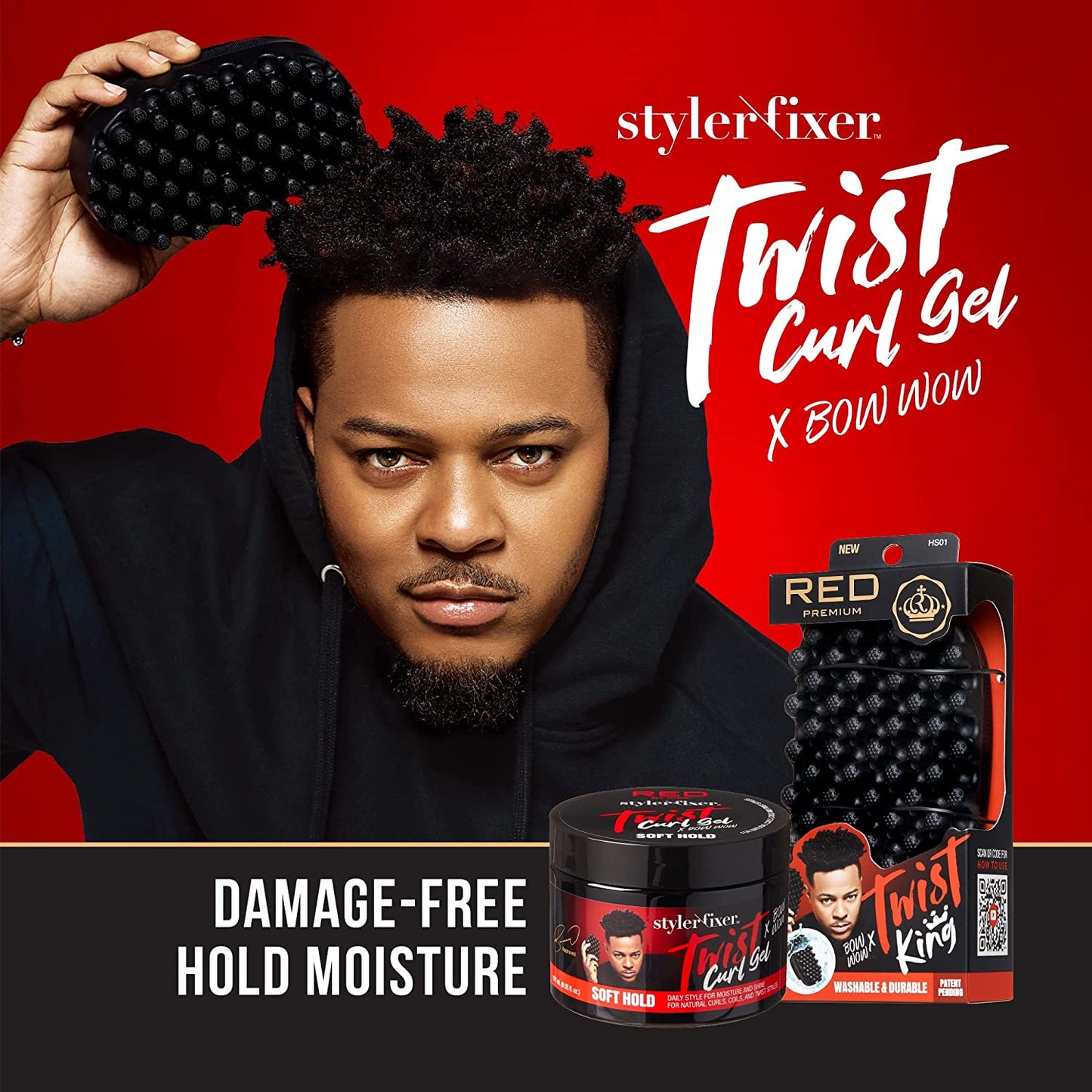 Gel fijador para rizos Twist Curl de fijación suave Red by Kiss X Bow Wow