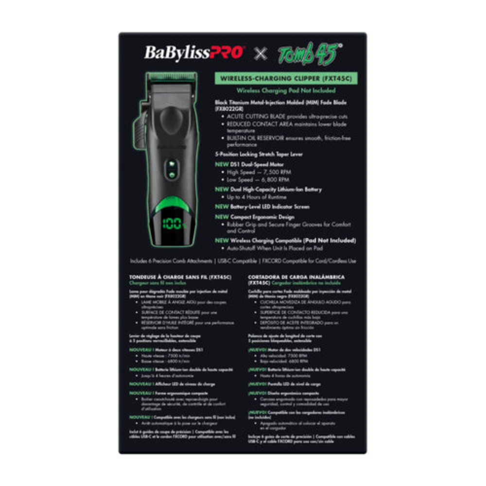BaBylissPRO X Tomb45 Wireless Charging Clipper