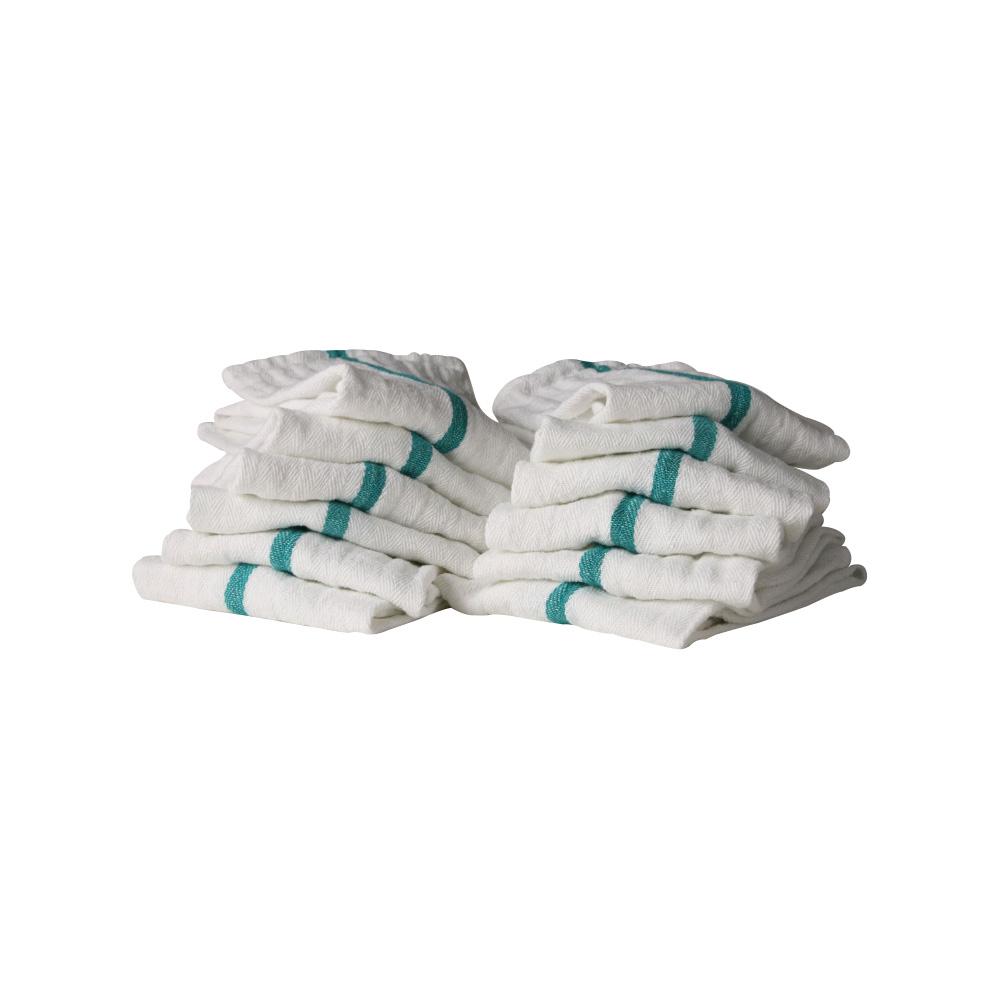 ProTex Bleach Guard Barber Stripe Towels - Herringbone Weave - 15" x 26", 21oz/dz - Green
