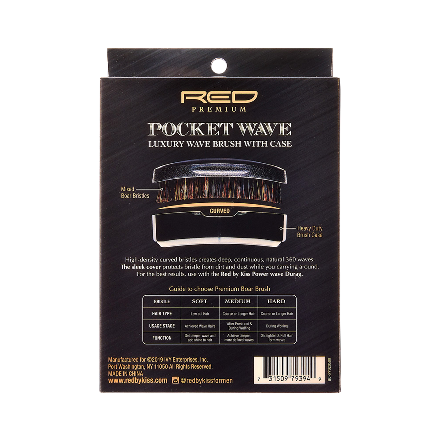 Kiss Pocket Wave X Bow Wow Luxury Boar Bristle Brush With Case