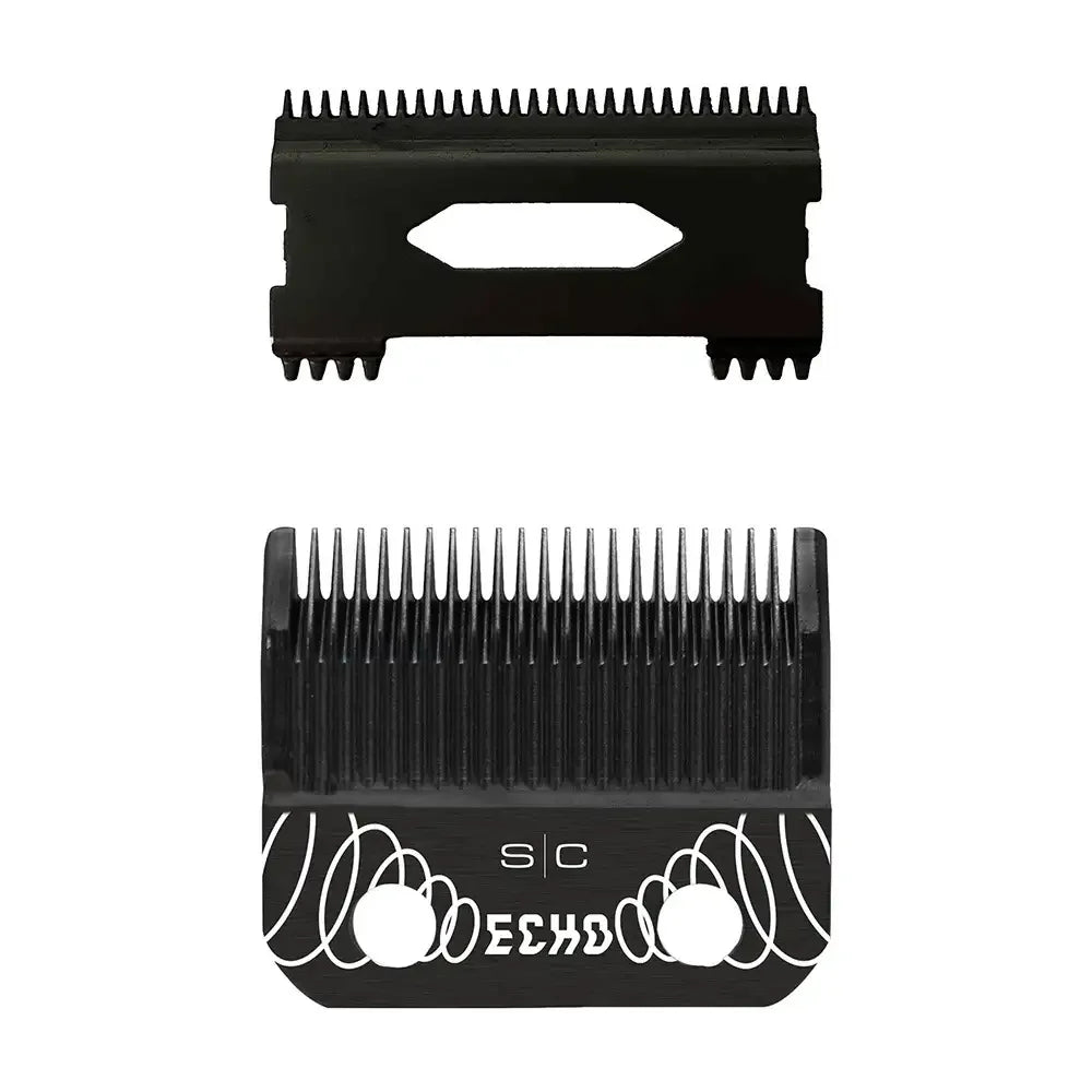 StyleCraft Replacement ECHO Faper Fixed Black Diamond Carbon DLC Hair Clipper Blade with Shallow Tooth 2.0 Cutter Set #SC544B