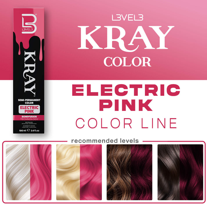 L3VEL3 KRAY Electric Pink Semi Permanent Color