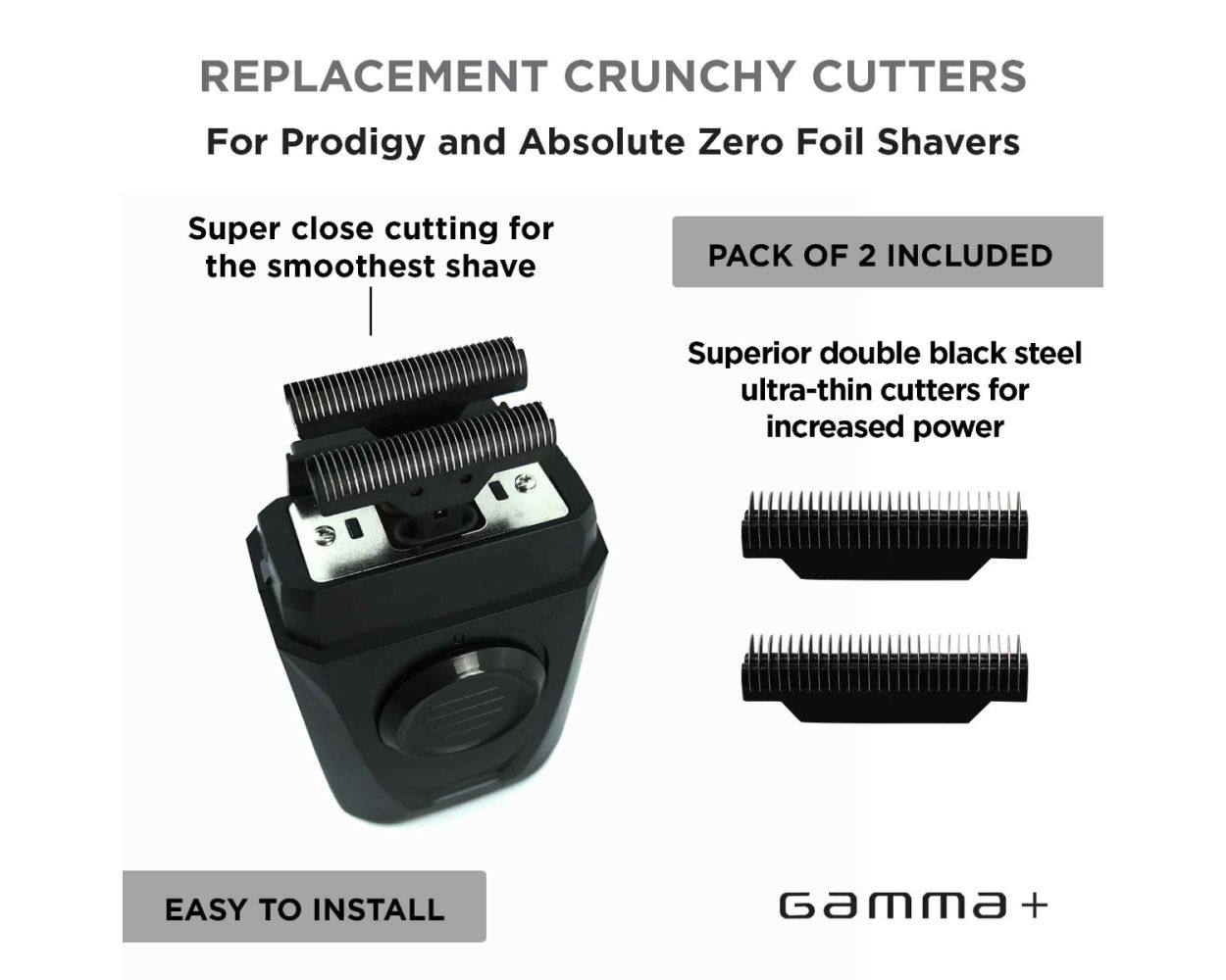 Gamma+ Crunchy Cutters Black Set of 2 fits Gamma+ Prodigy and Absolute Zero Shavers #GPAZRC