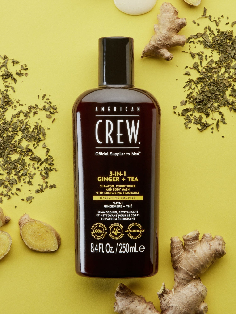 American Crew 3-in-1 Ginger + Tea Shampoo, Conditioner and Body Wash