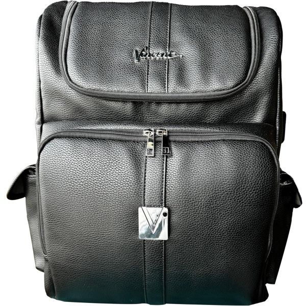 dark grey faux leather backpack Vincent Vegan Leather Backpacks – 614 Barber Supply