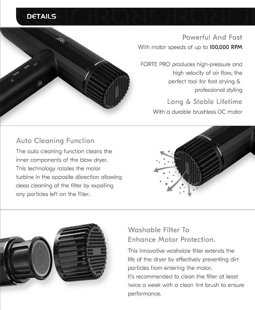 JRL Forte Pro Dryer Details