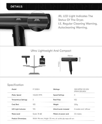 JRL Forte Pro Dryer Details