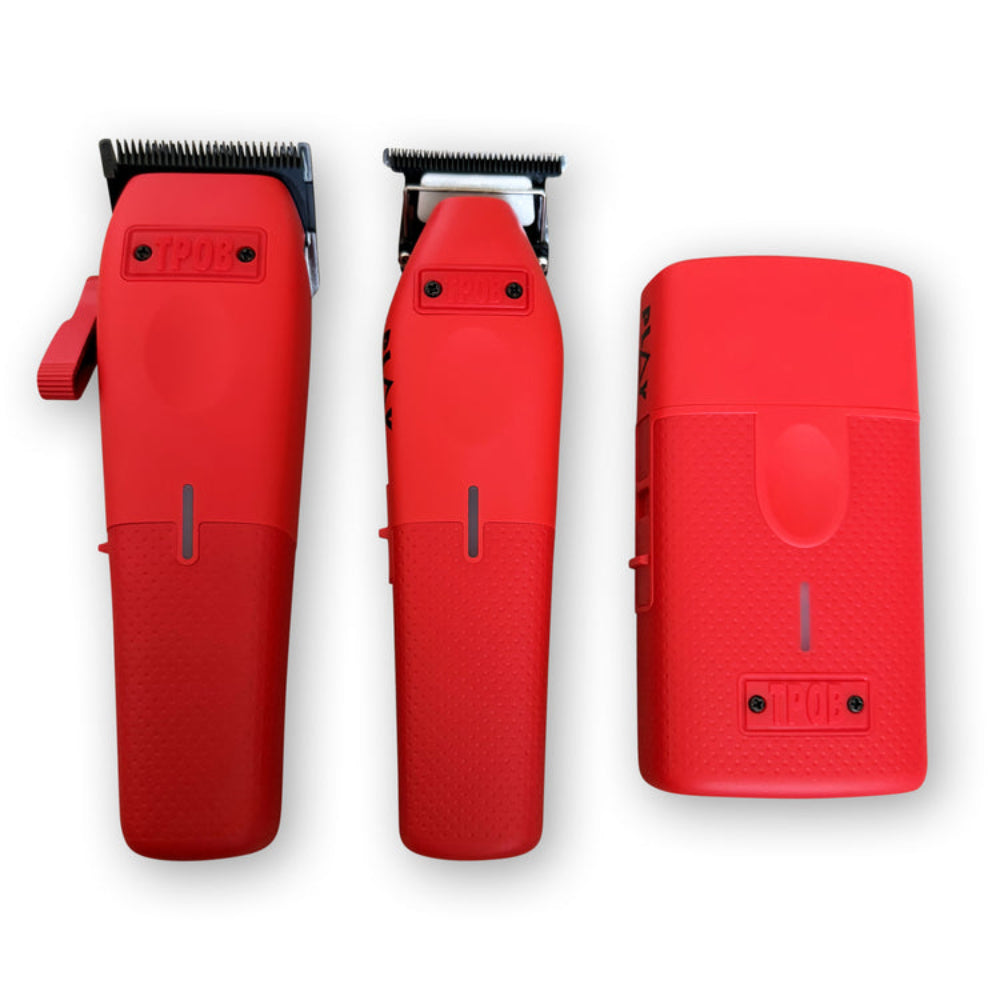 TPOB PLAY Mini Bundle – Red Edition (Clipper, Trimmer & Shaver with 3-Way Stand)