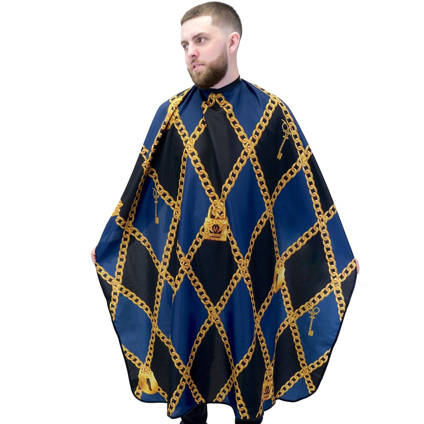 Barber Capes - Barber Cape - hair cutting capes- snap button capes- best barber capes- barber capes with designs- barber smocks and capes - barber capes for sale- barber supplies -King Midas Empire