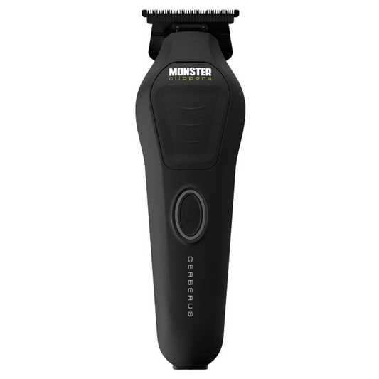 Monster Clippers Cerberus Hair Trimmer in black front view on white background