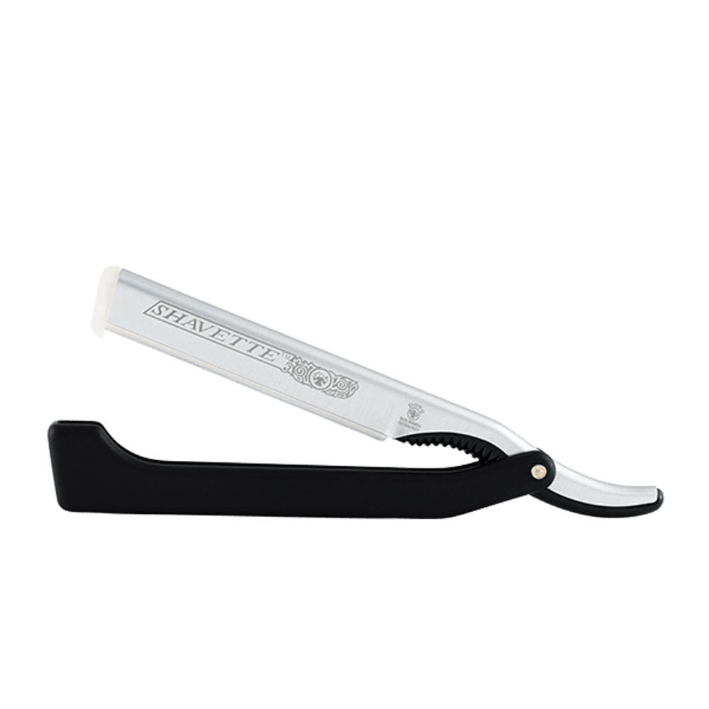 Dovo Shavette Straight Razor, Black & Silver, German Solingen