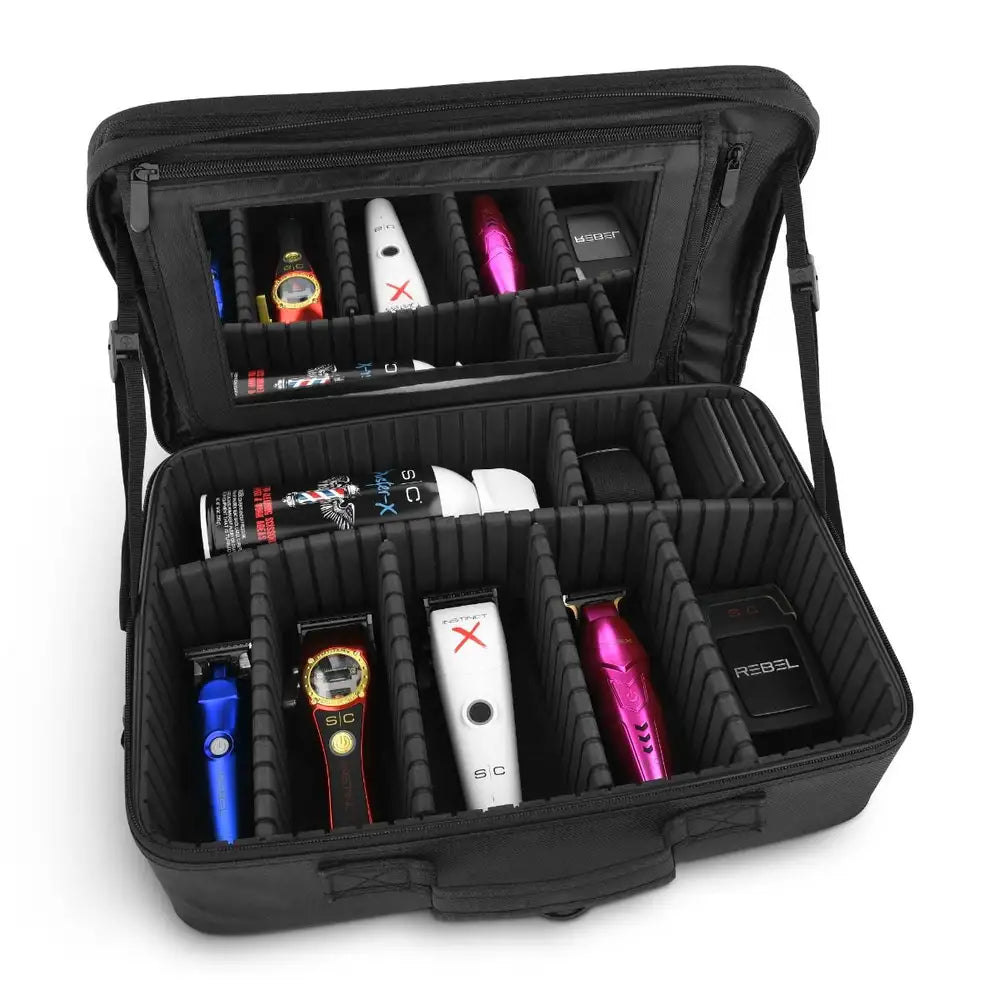 StyleCraft On-The-Go Barber/Stylist Lightweight Water Resistant Travel Case with Mirror #SC328B