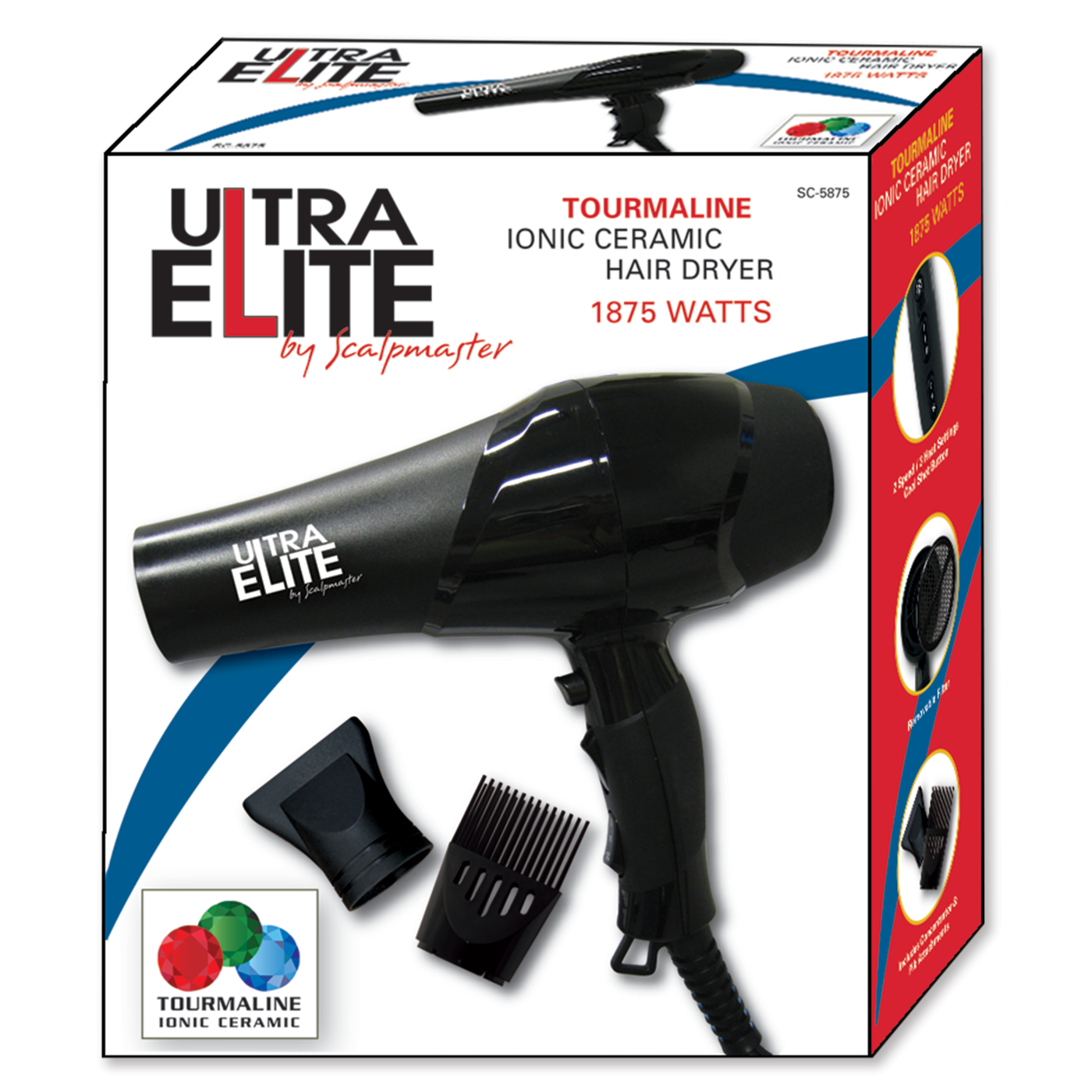 Scalpmaster Ultra Elite Tourmaline, Ionic, Ceramic Dryer - 1875W