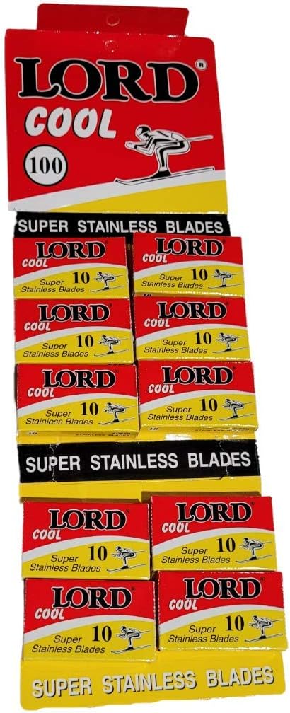 Cuchillas de afeitar de doble filo Lord Cool - 100 hojas - 10 por paquete