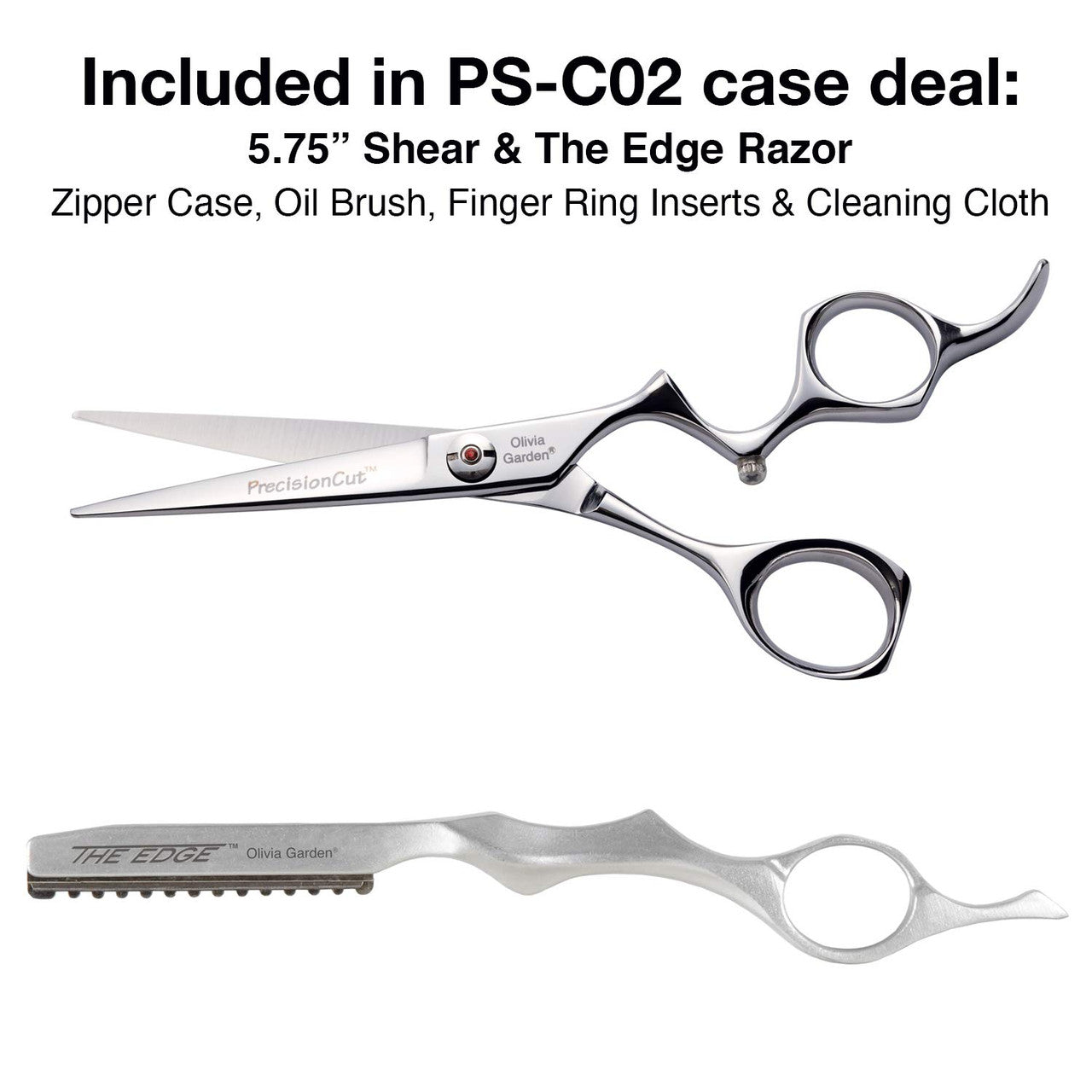 Olivia Garden Precision Cut 6.5'' Shears and The Edge Razor Set