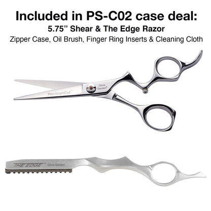 Olivia Garden Precision Cut 6.5'' Shears and The Edge Razor Set