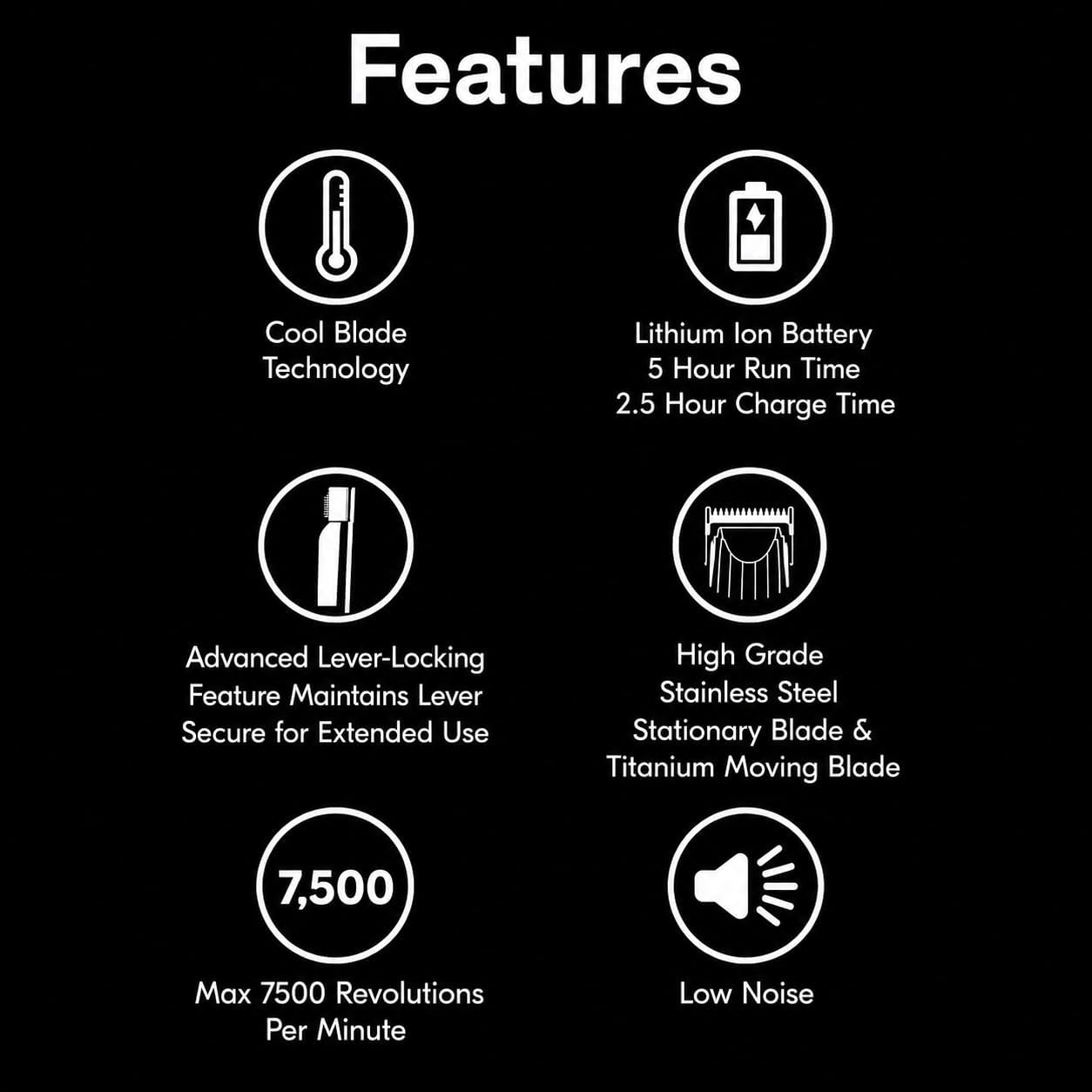 JRL GHOST Professional Cordless Hair Clipper Features