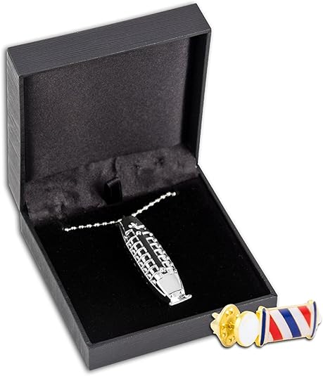 MD Barber Mini Clipper Necklace & Lapel Pin Gift Set Silver