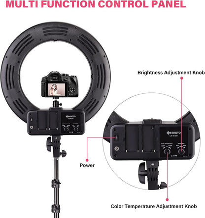 18-inch LED Ring Light for Phone and Camera, 48W, 3200k-5600k Ring Light with Stand and Phone Holder for Photography, Makeup, Video Shooting