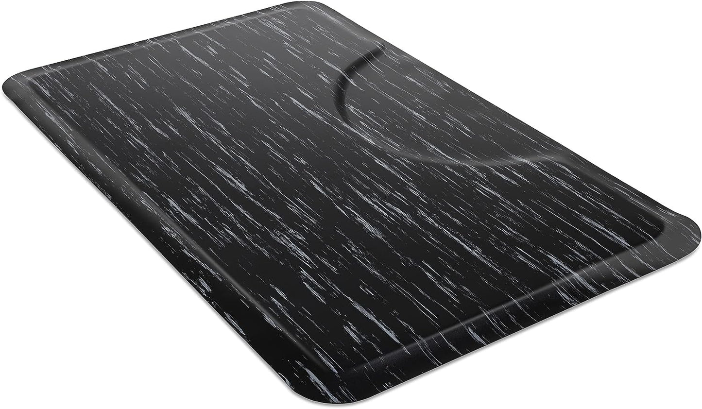 Marbleized Rectangular Chair Floor Mat Black