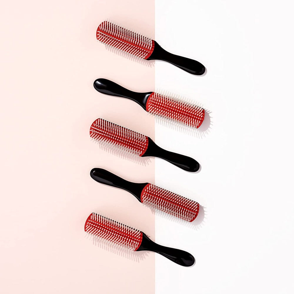 Diane Pro Nylon Pin Styling Professional 9-Row Oval Detangling Hair Brush Black D9749