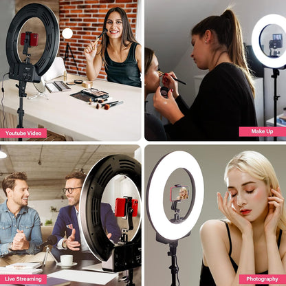 18-inch LED Ring Light for Phone and Camera, 48W, 3200k-5600k Ring Light with Stand and Phone Holder for Photography, Makeup, Video Shooting