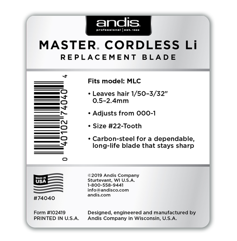 Andis Master Cordless Replacement Blade, Carbon Steel Size 000-1 #74040