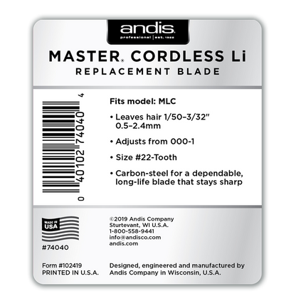 Andis Master Cordless Replacement Blade, Carbon Steel Size 000-1 #74040