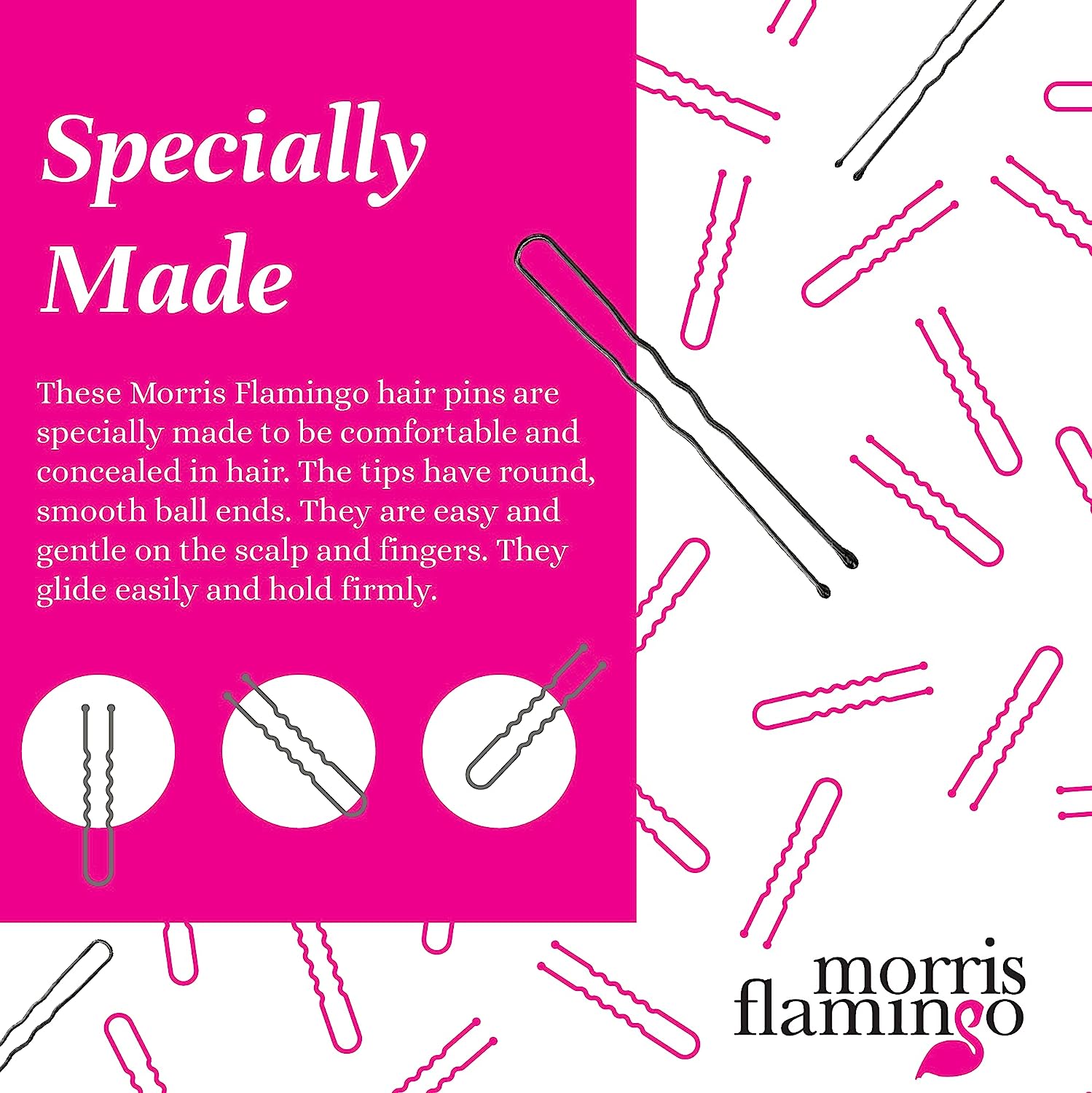 Morris Flamingo Hair Pins (Black, Brown or Silver)