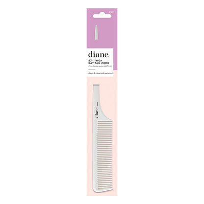 Diane Heat-Resistant & Static-Free White 9.25" Thick Rat Tail Comb #D6101