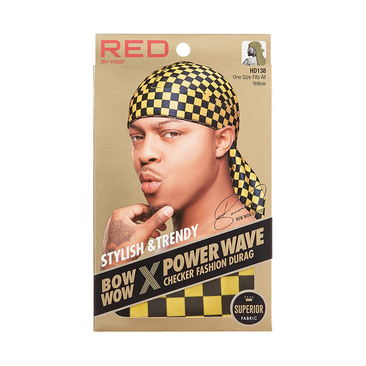 Bow Wow X BOW WOW X Power Wave Checker Fashion Durag Yellow HD138