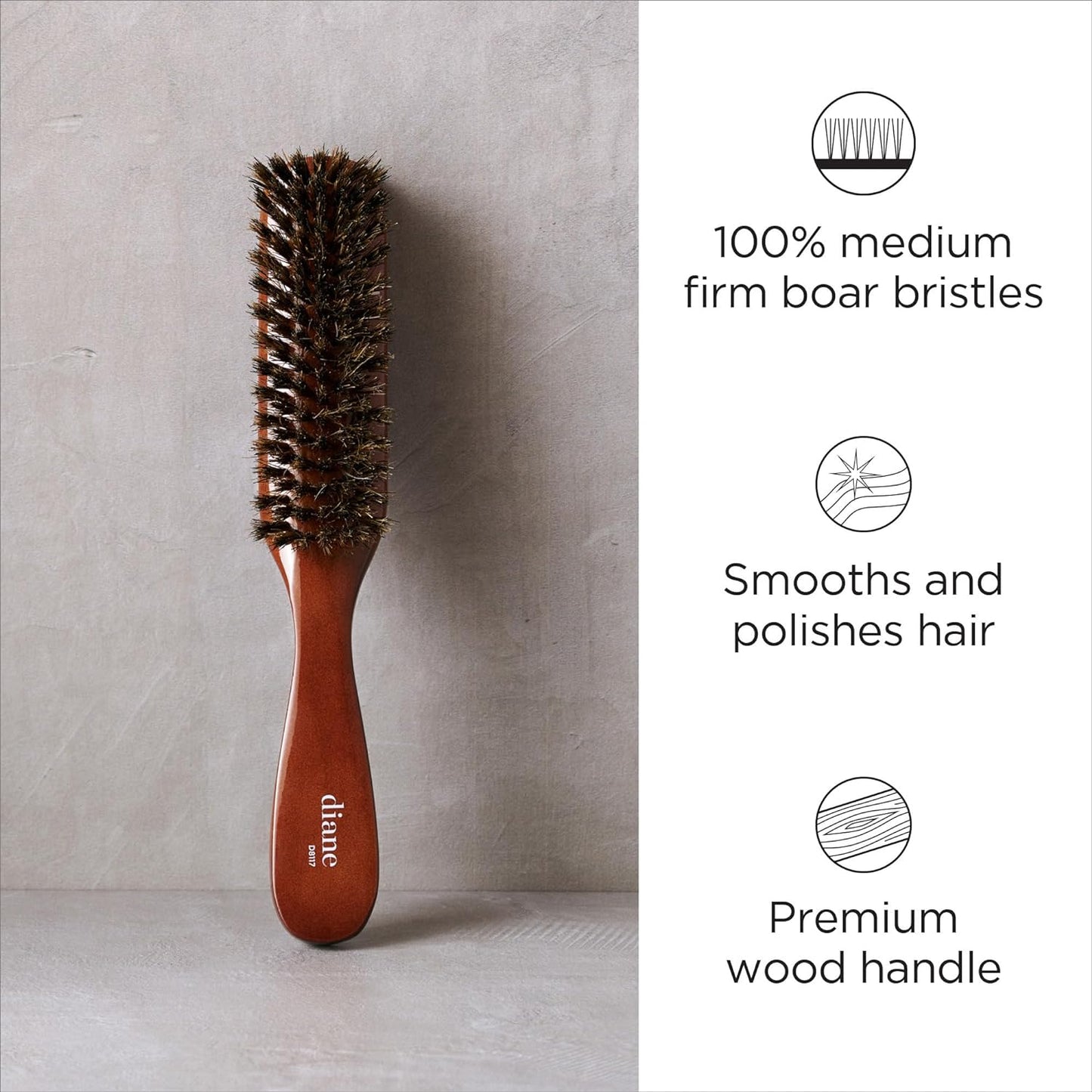 Diane Premium D8117 100% Medium Boar Bristle Styling Brush