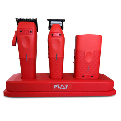 TPOB PLAY Mini Bundle – Red Edition (Clipper, Trimmer & Shaver with 3-Way Stand)