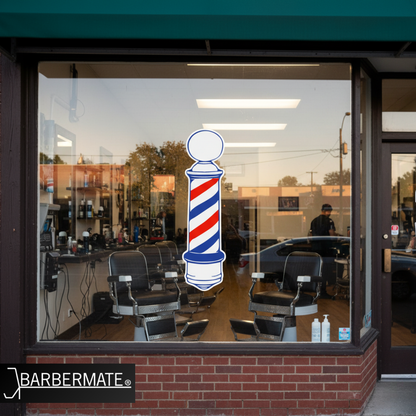 BarberMate Barber Pole Double Sided Static Cling Decal