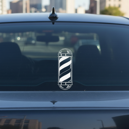 BarberMate Barber Pole Vinyl Car Decal WHITE