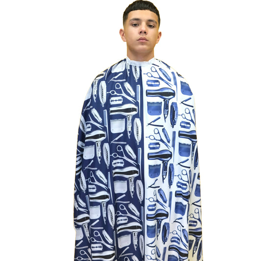 Barber Cape - "Moses" -  Blue & White