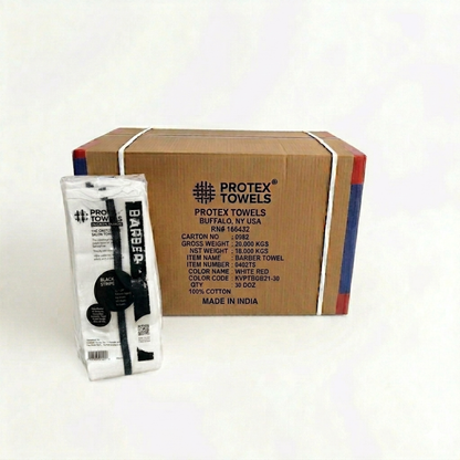 ProTex Bleach Guard Barber Stripe Towels - Herringbone Weave - 15" x 26", 21oz/dz Case 30 Packs Black Stripe