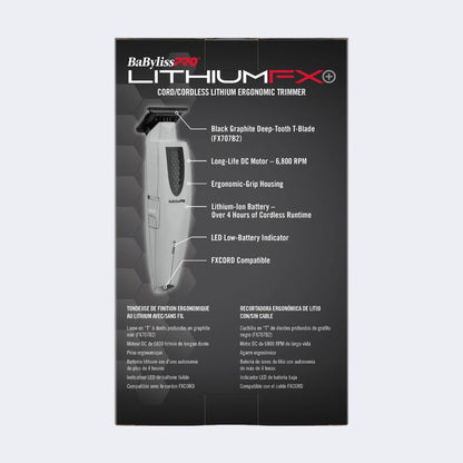 BaBylissPRO LithiumFX+ Limited Edition Mist Collection Grey Cord/Cordless Lithium Ergonomic Trimmer #FX773NGY