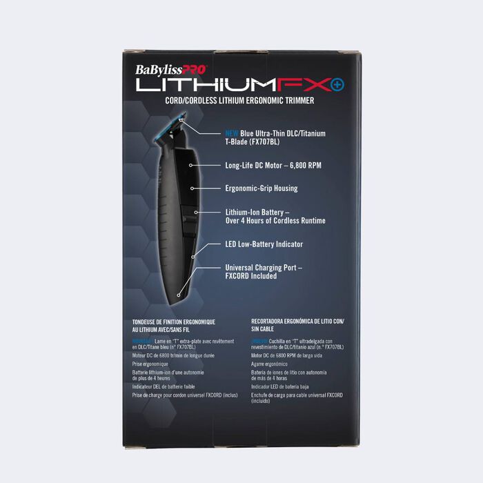 BaBylissPRO LithiumFX Matte Black Cord/Cordless Lithium Ergonomic Trimmer FX773NMB