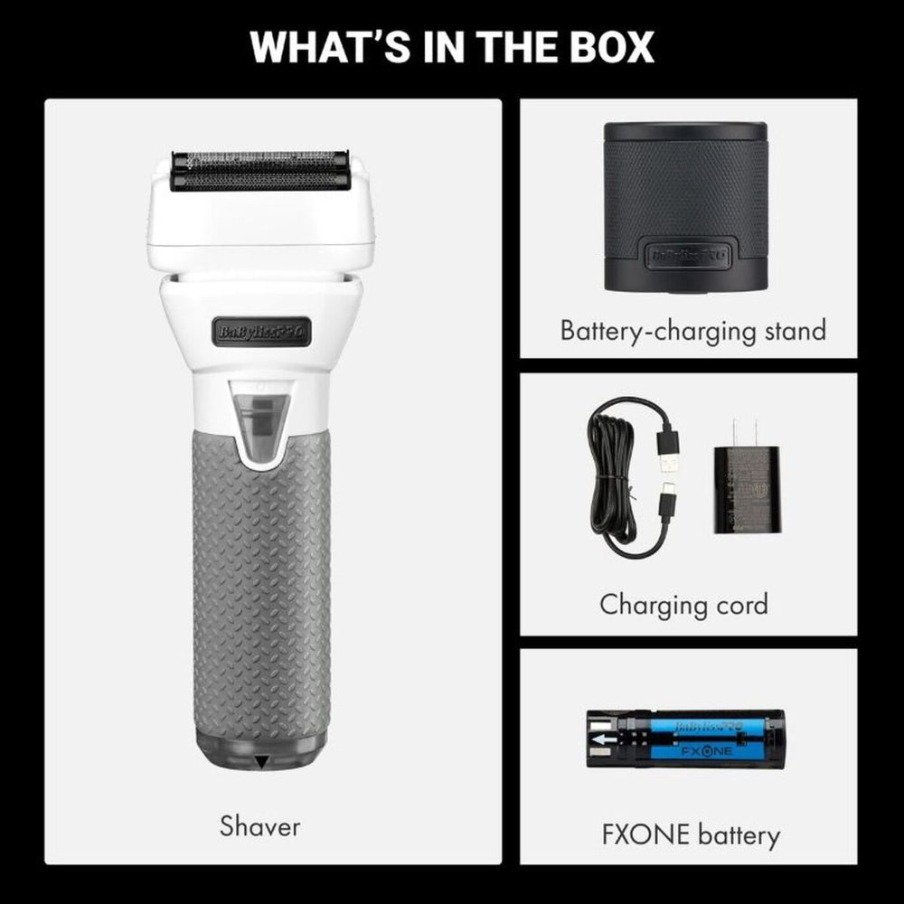 BaBylissPRO Limited Edition FXONE All-Metal Interchangeable Battery Double-Foil SHAVER Transparent White FrostByte #FX79FSTW