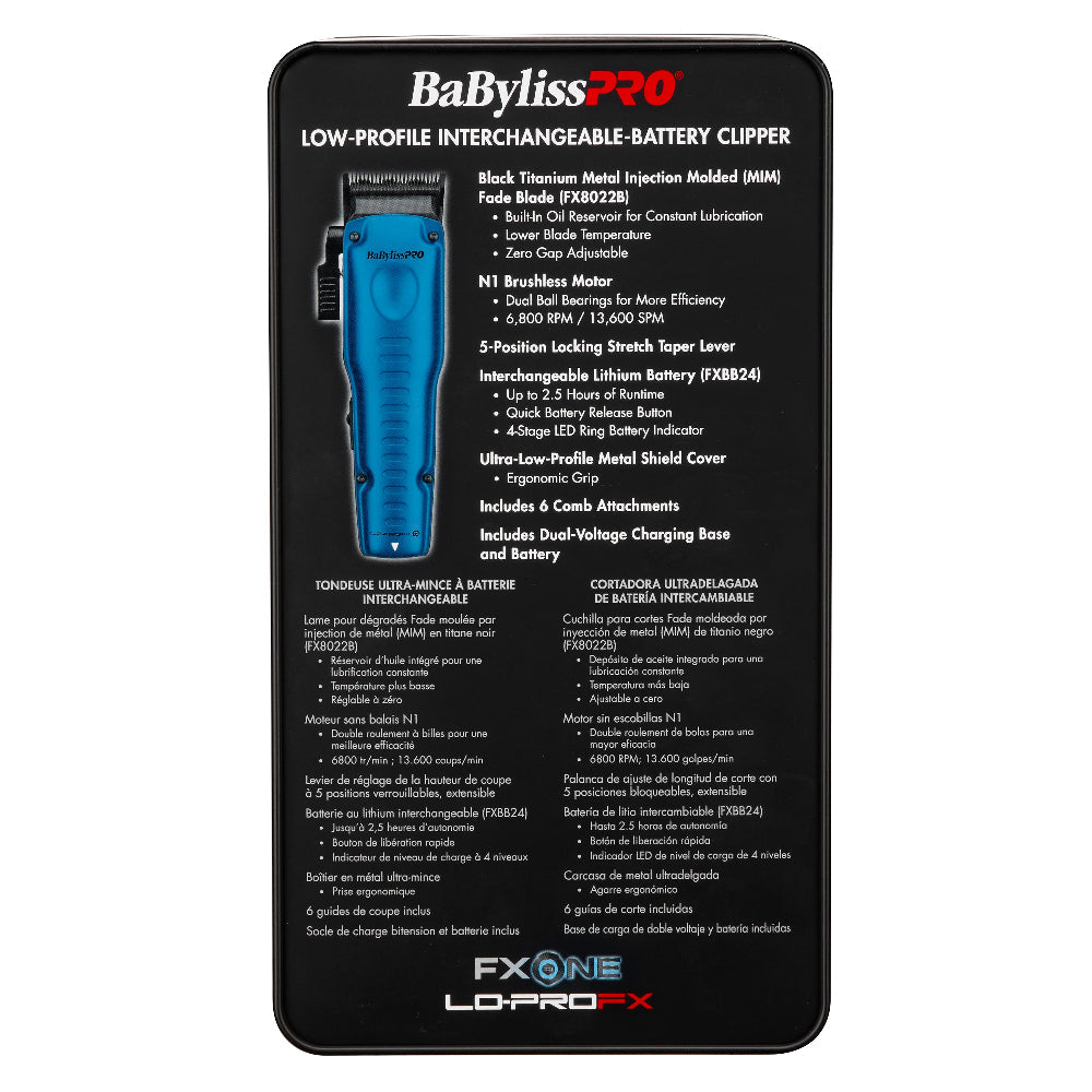 BaBylissPRO FXONE Lo-ProFX Limited Edition Black & Blue Clipper #FX829BL