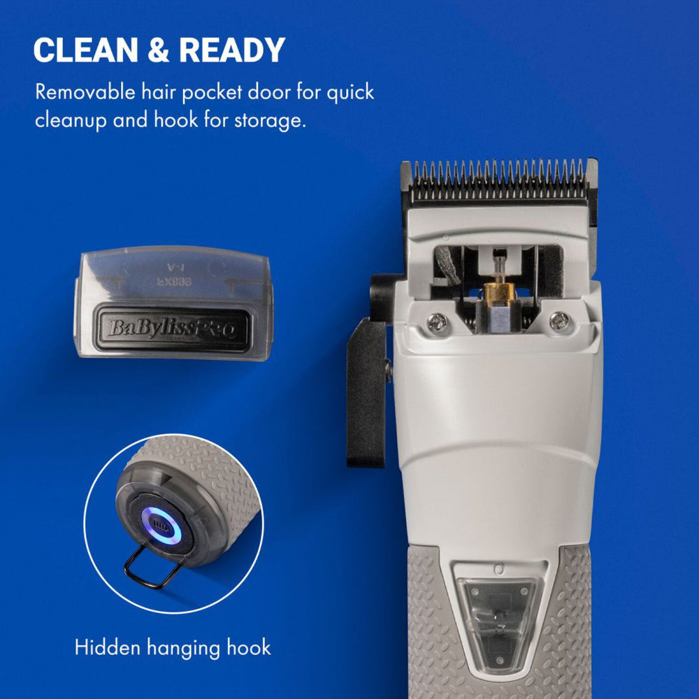 BaBylissPRO Limited Edition FXONE All-Metal Interchangeable Battery CLIPPER Transparent White FrostByte #FX899TW