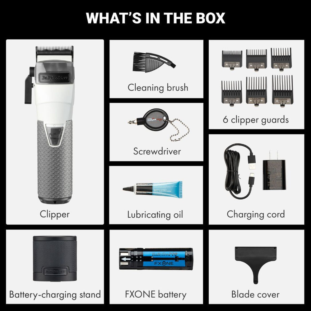 BaBylissPRO Limited Edition FXONE All-Metal Interchangeable Battery CLIPPER Transparent White FrostByte #FX899TW