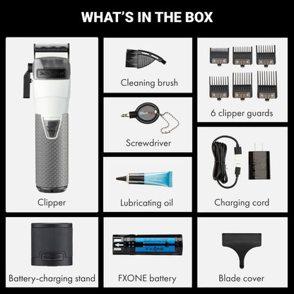 BaBylissPRO Limited Edition FXONE All-Metal Interchangeable Battery TRIMMER Transparent White FrostByte #FX799TW