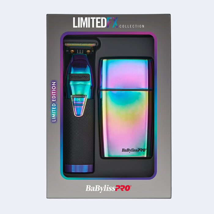 BaBylissPRO LimitedFX Iridescent Trimmer and Double-Foil Shaver Gift Set Bundle #FXDUOFS2TRB