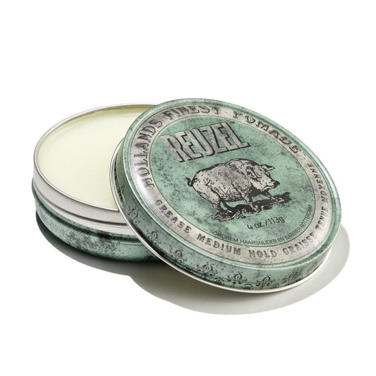 Reuzel Green Pomade Grease 4oz - Medium Hold - Medium Shine - Oil Based