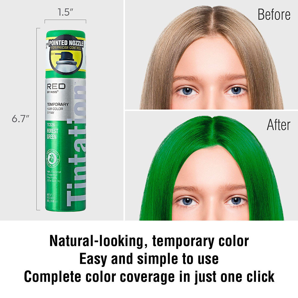 Kiss Tintation Temporary Hair Color Spray Vibrant Collection Forest Green